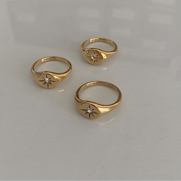 North Star signet ring, gold signet ring, gold stacking ring, gold ring - Picture 5 of 6